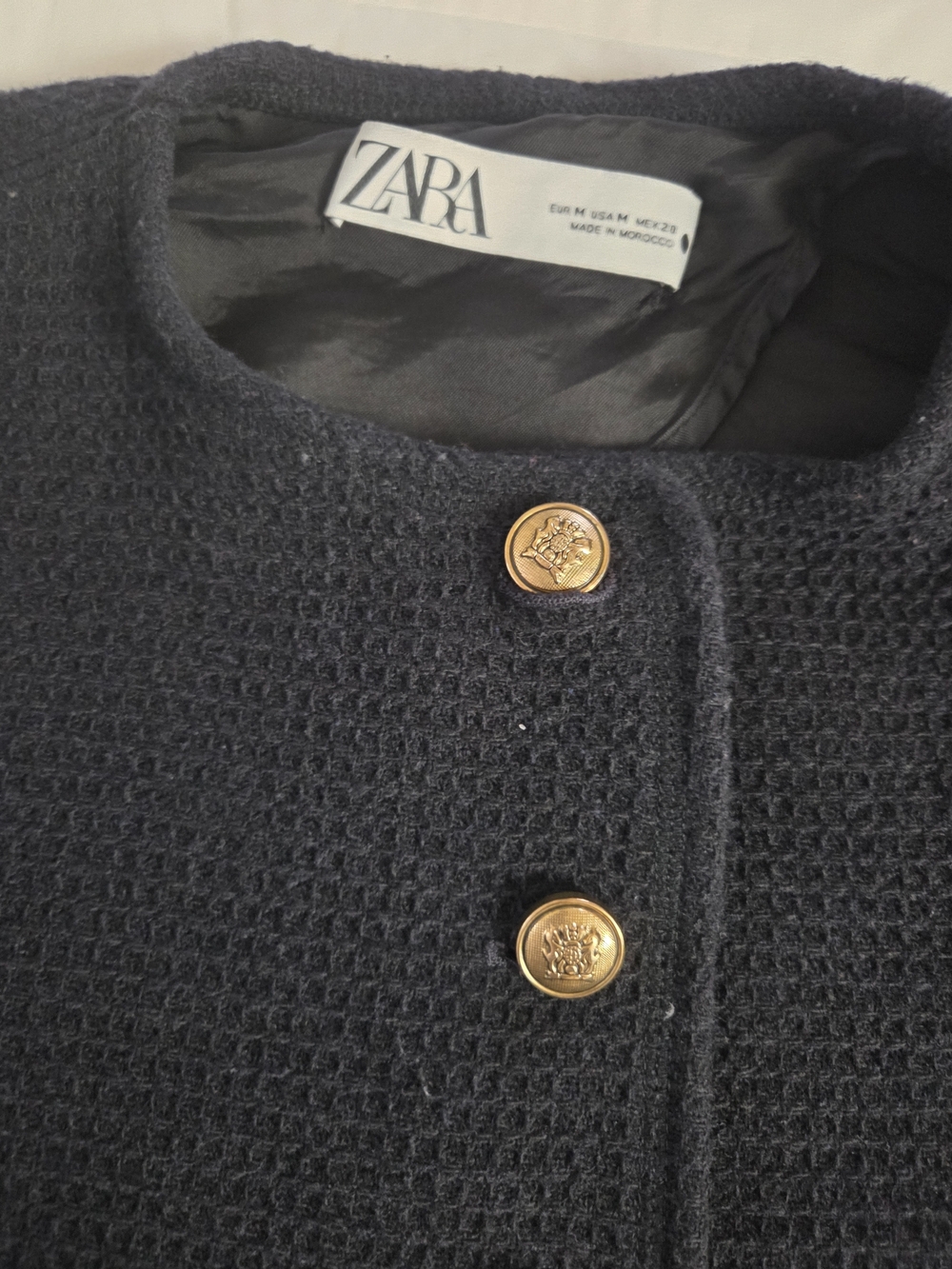 Zara Black Tweed Jacket with Gold Buttons - Picture 3 of 4
